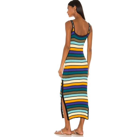 Solid & Striped Ribbed Tank Midi Dress Women’s M Multicolor Striped Beach Resort - Picture 3 of 16